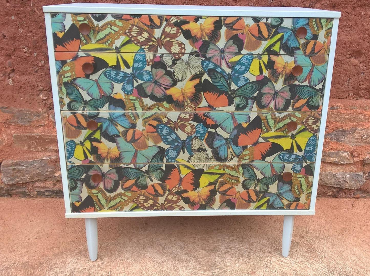 Vintage Retro Upcycled Chest Of Drawers