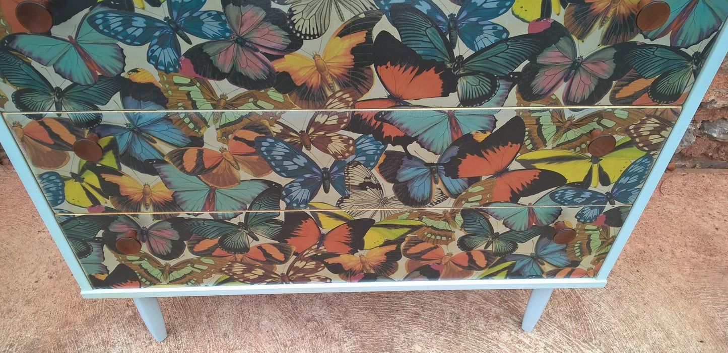 Vintage Retro Upcycled Chest Of Drawers