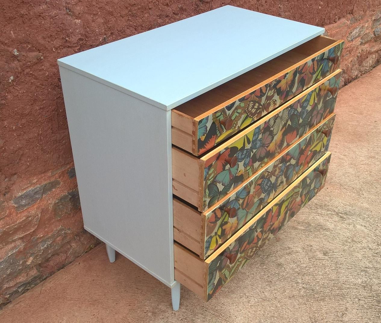 Vintage Retro Upcycled Chest Of Drawers