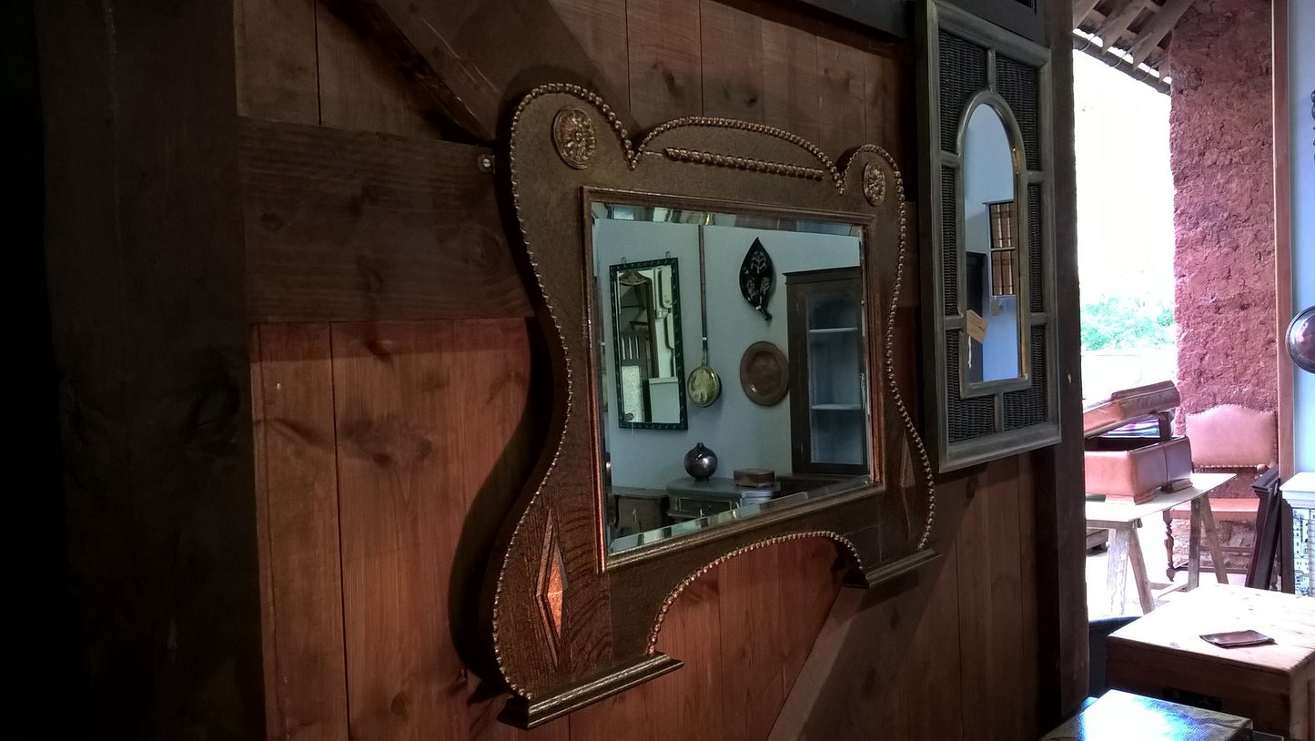 Stunning Oak Overmantel Mirror