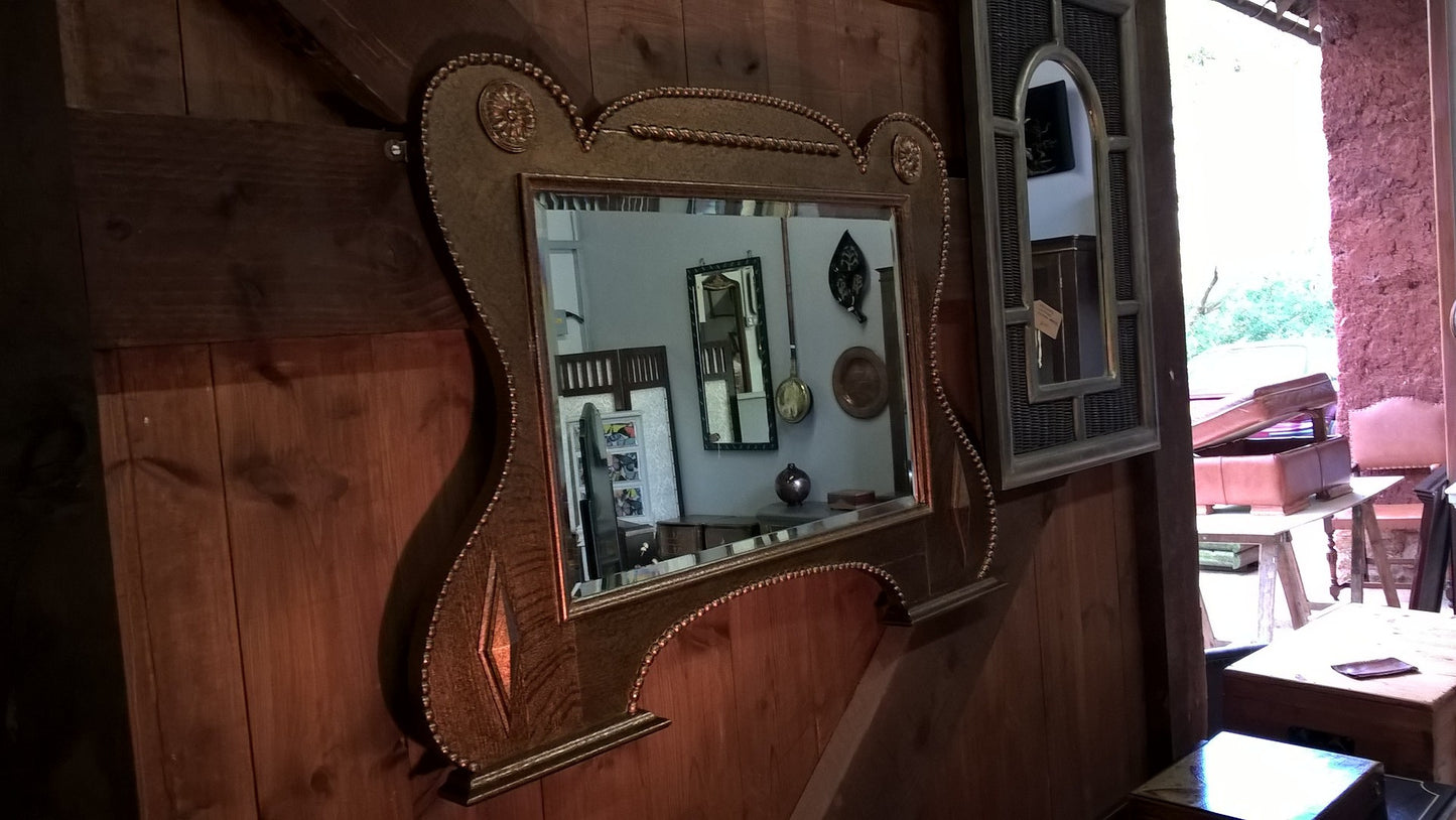 Stunning Oak Overmantel Mirror