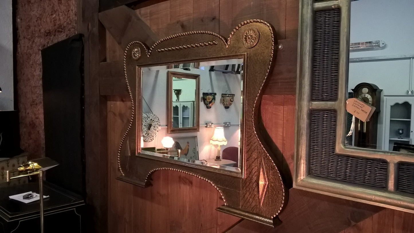 Stunning Oak Overmantel Mirror