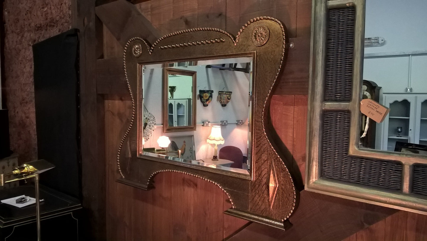 Stunning Oak Overmantel Mirror