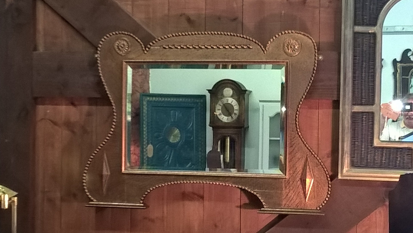 Stunning Oak Overmantel Mirror