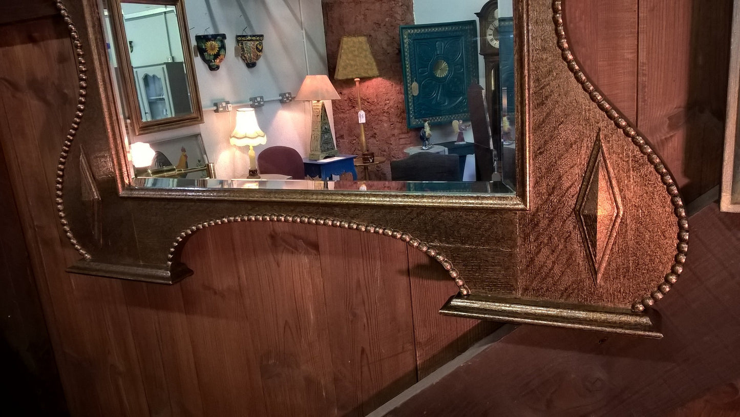 Stunning Oak Overmantel Mirror