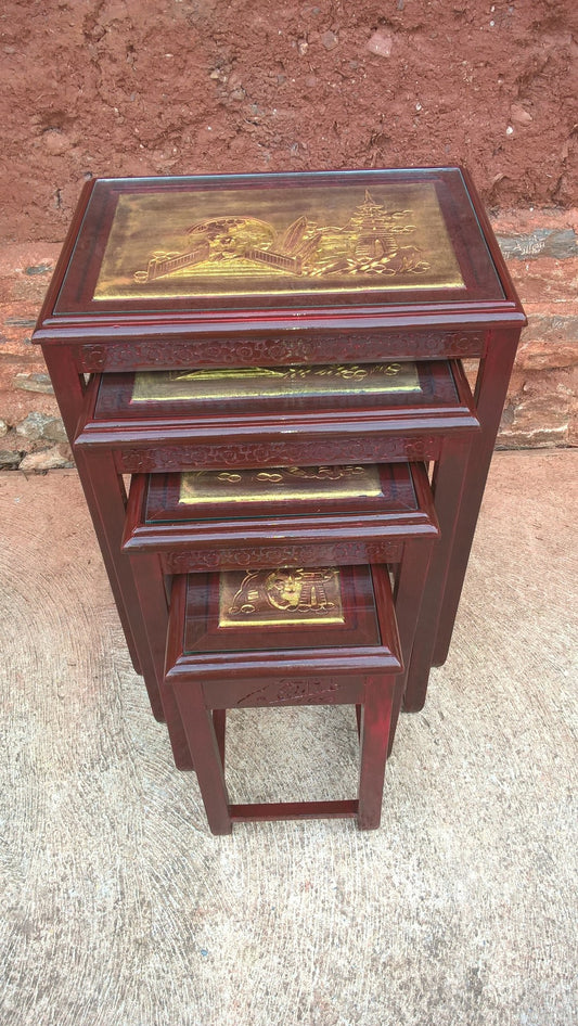Gorgeous Oriental Nest Of 4 Tables