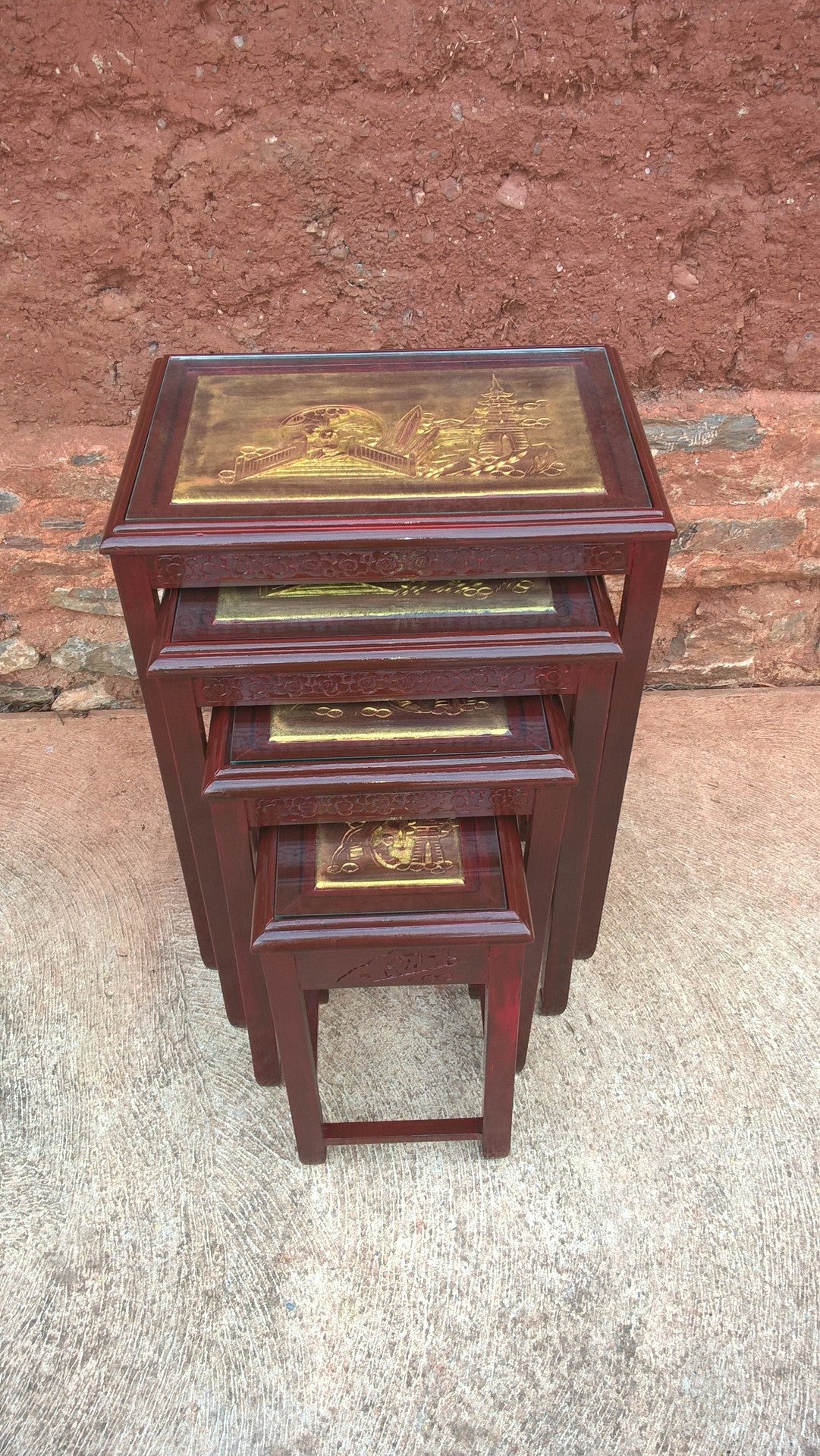 Gorgeous Oriental Nest Of 4 Tables