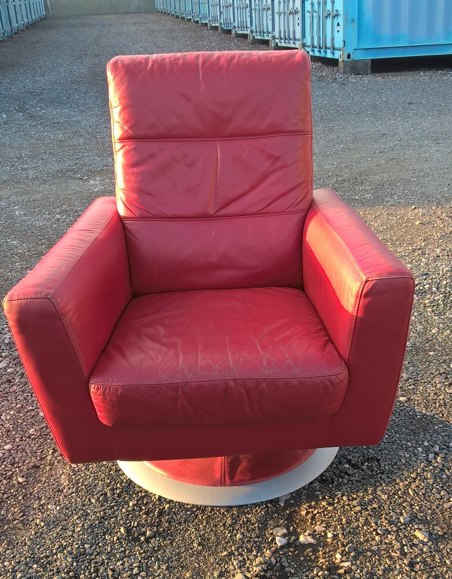 Retro Style Leather Swivel Armchair