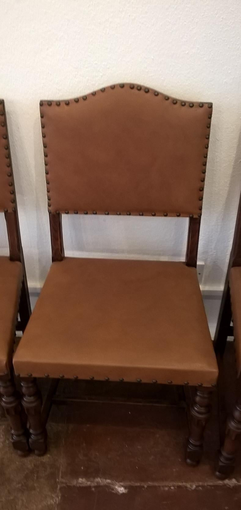 Set Of Six Vintage Oak Dining Chairs