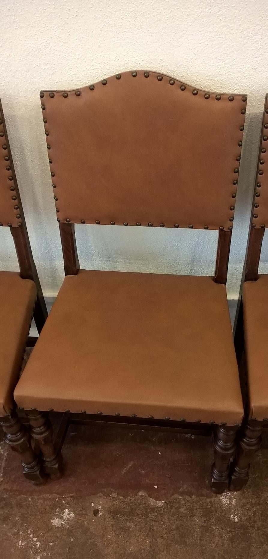 Set Of Six Vintage Oak Dining Chairs