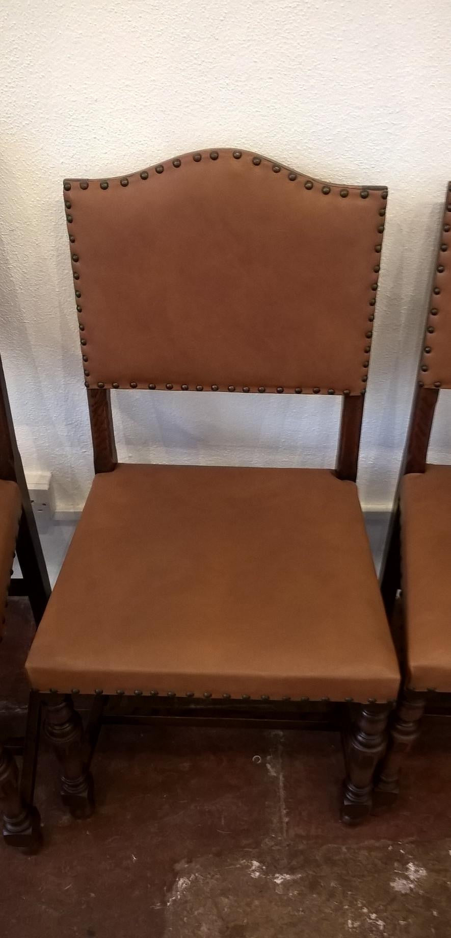 Set Of Six Vintage Oak Dining Chairs