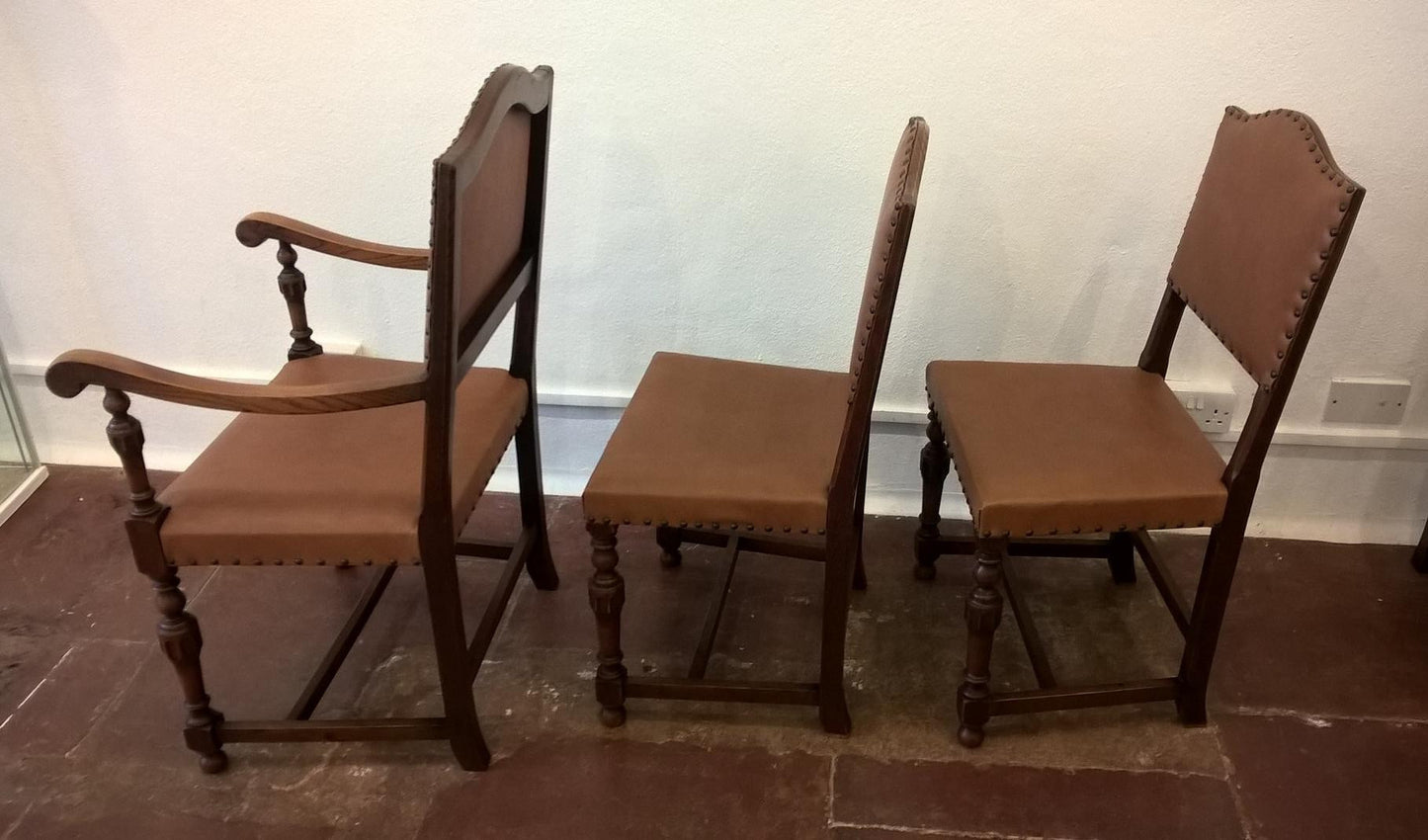 Set Of Six Vintage Oak Dining Chairs