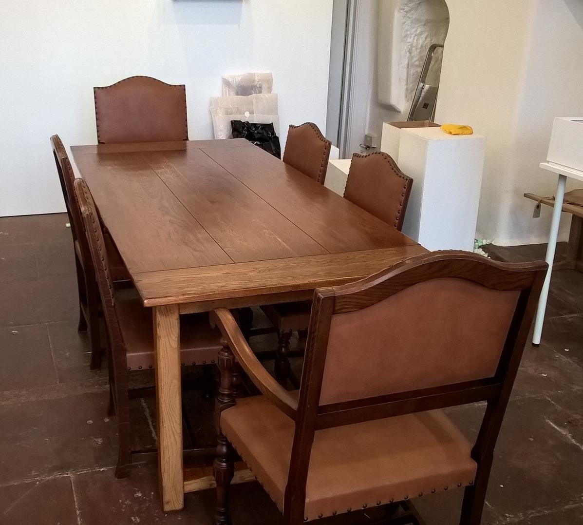 Set Of Six Vintage Oak Dining Chairs