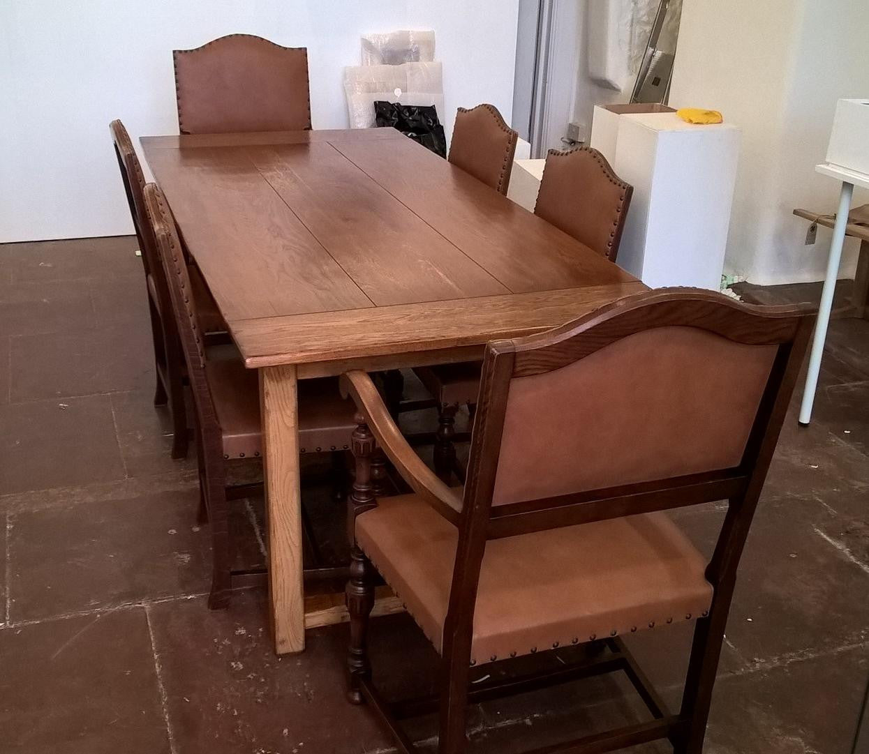 Set Of Six Vintage Oak Dining Chairs
