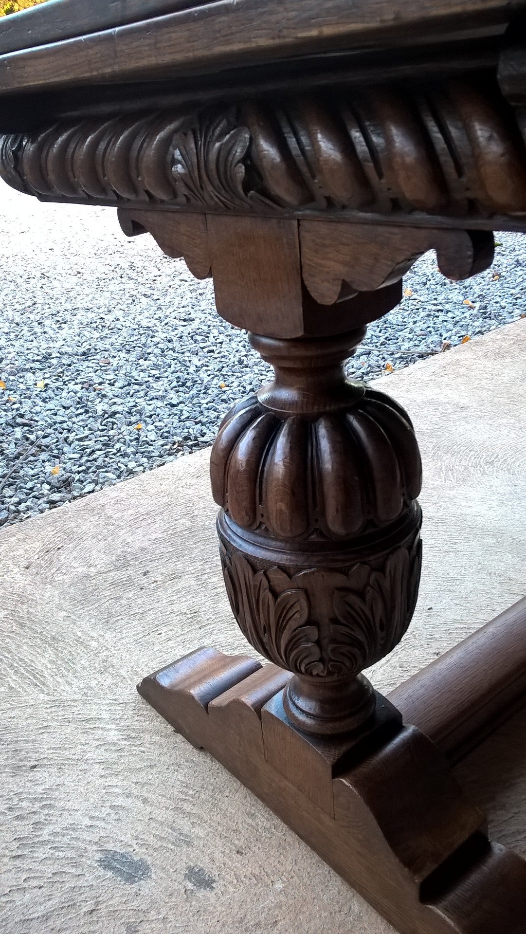 Vintage Large Solid Oak Drawleaf Dining Table