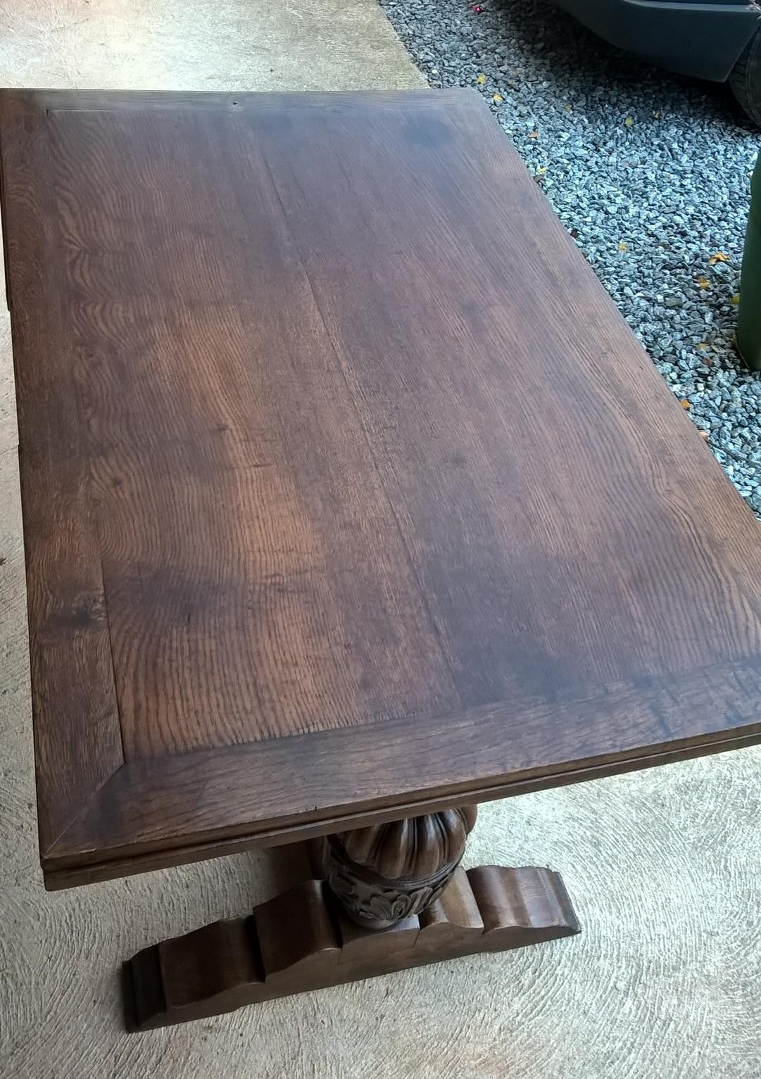Vintage Large Solid Oak Drawleaf Dining Table