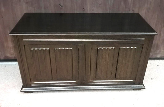 Vintage Blanket Box With Linen Fold Decoration