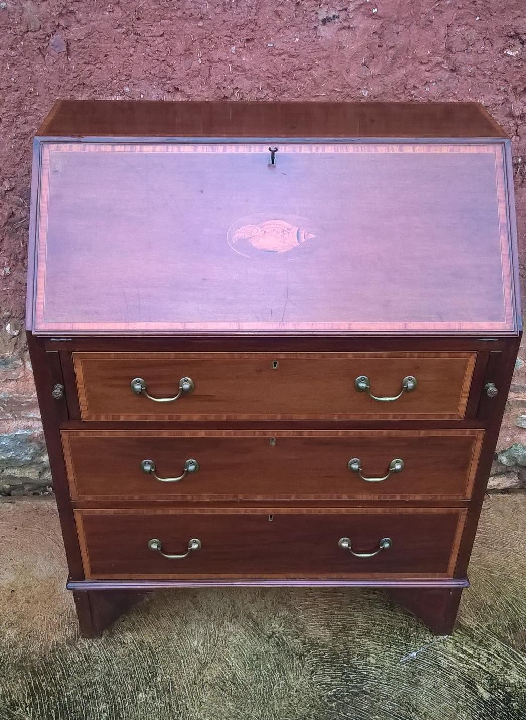 Vintage Inlaid Mahogany Bureau