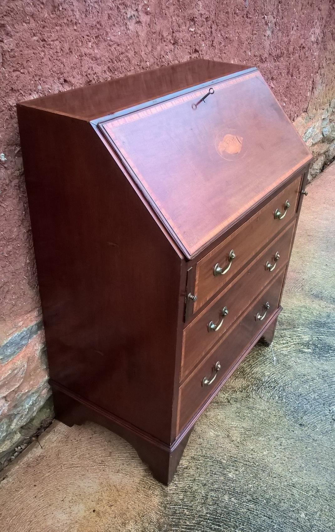Vintage Inlaid Mahogany Bureau