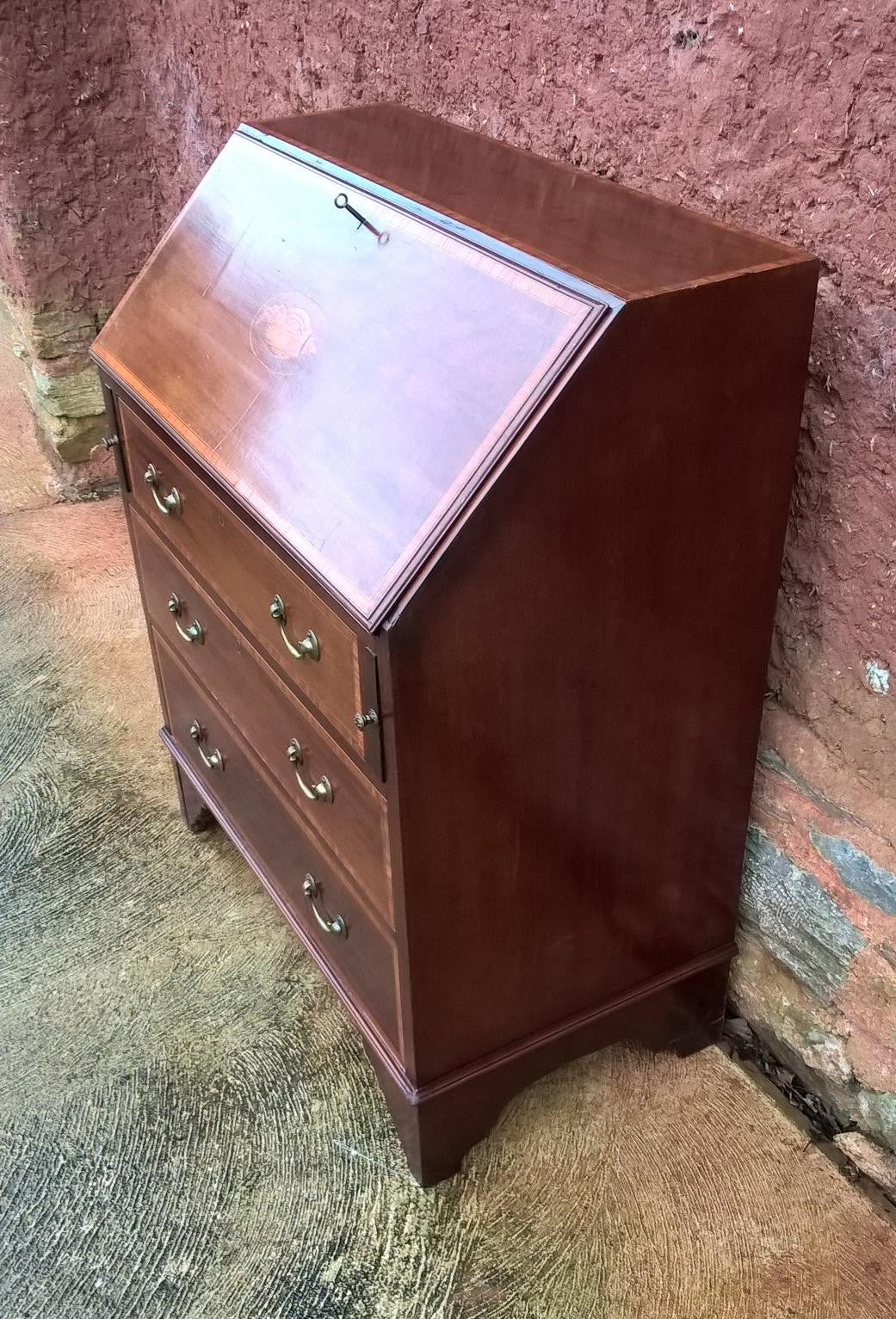 Vintage Inlaid Mahogany Bureau