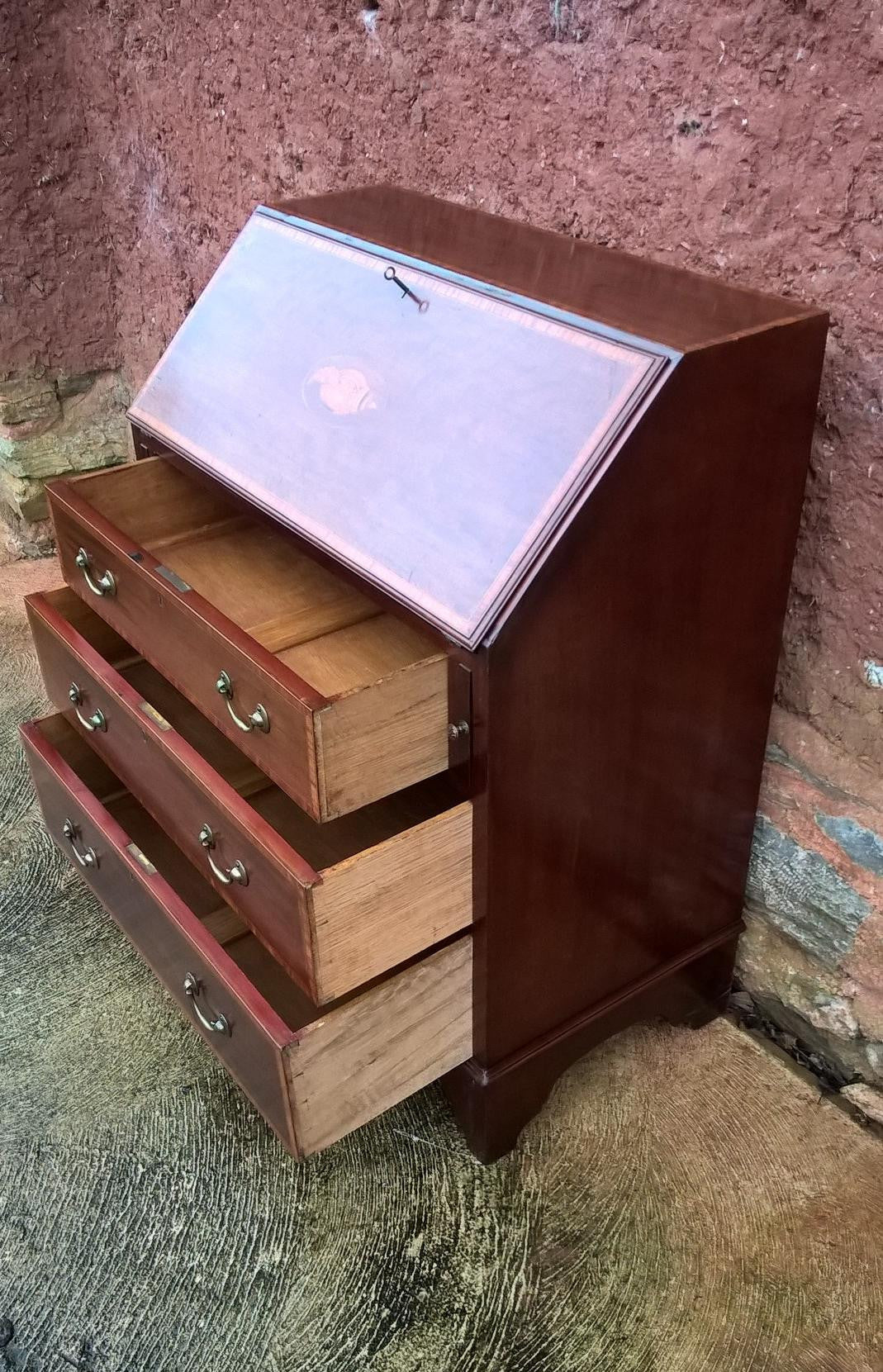 Vintage Inlaid Mahogany Bureau