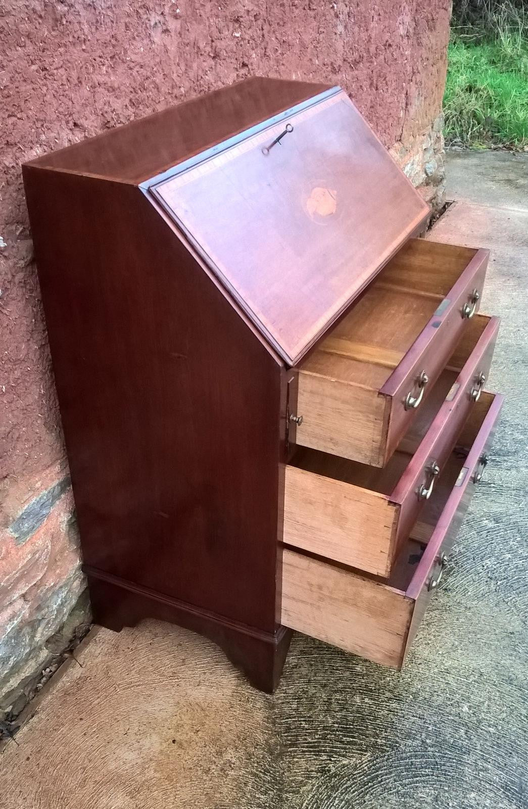 Vintage Inlaid Mahogany Bureau