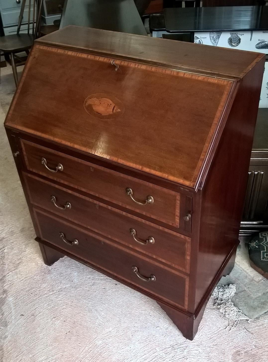 Vintage Inlaid Mahogany Bureau
