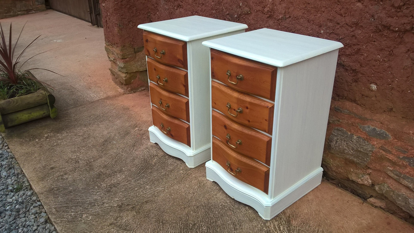 Pair Of Vintage Pine Bedside Chests / Bedside Cabinets