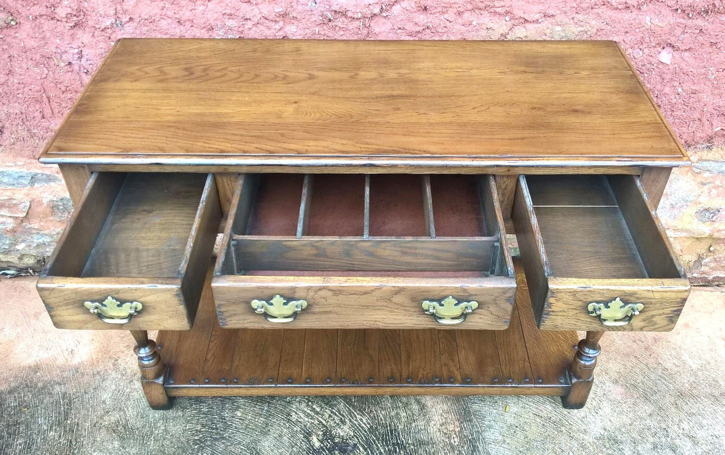 Fabulous Pair Of Vintage Solid Oak Side Tables / Serving Tables
