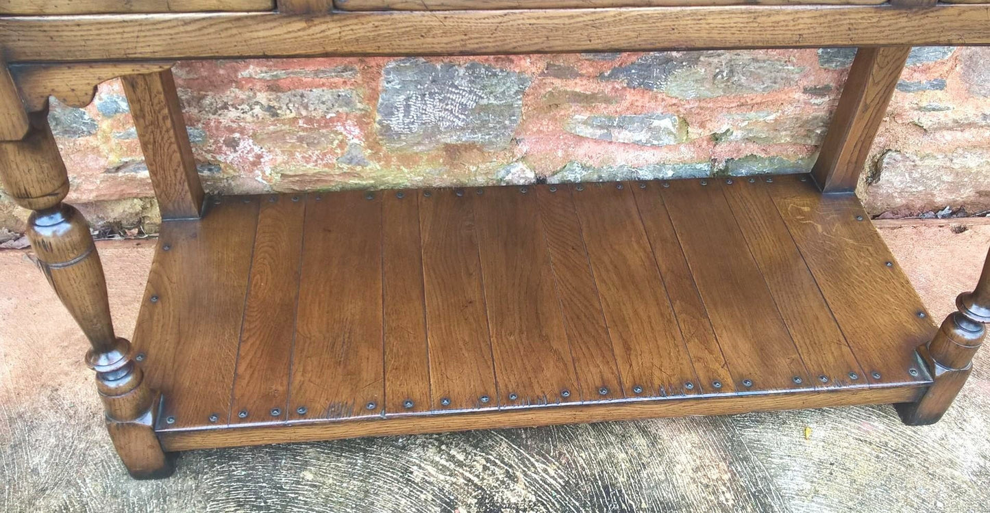 Fabulous Pair Of Vintage Solid Oak Side Tables / Serving Tables