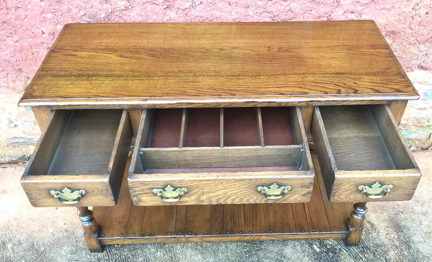 Fabulous Pair Of Vintage Solid Oak Side Tables / Serving Tables