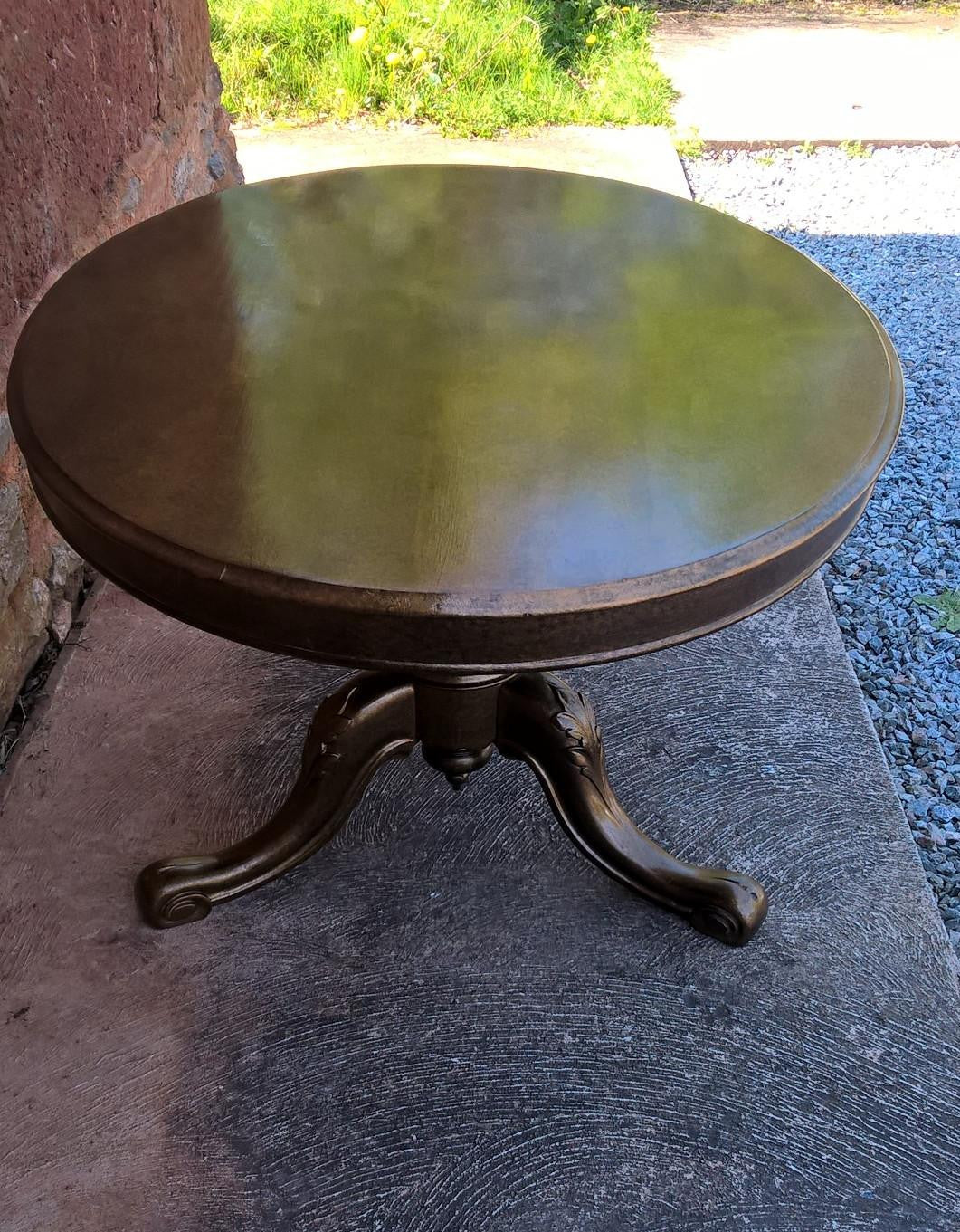 Upcycled Antique Mahogany Dining Table On Carved Tripod Base