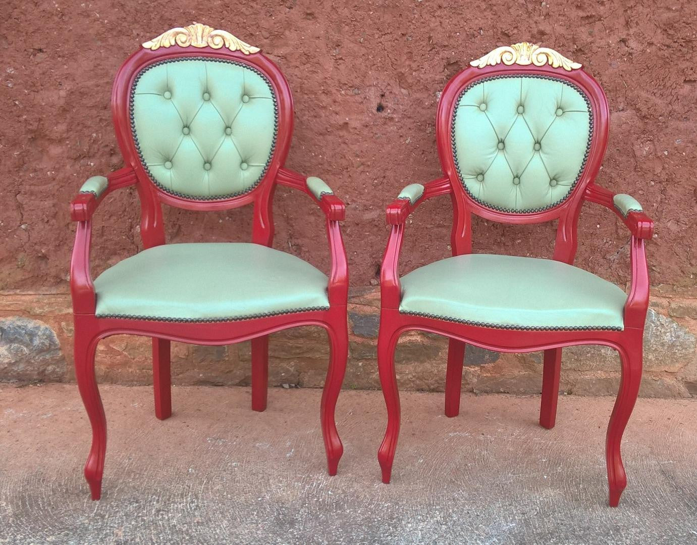 Pair Of French Style Armchairs / Carver Chairs