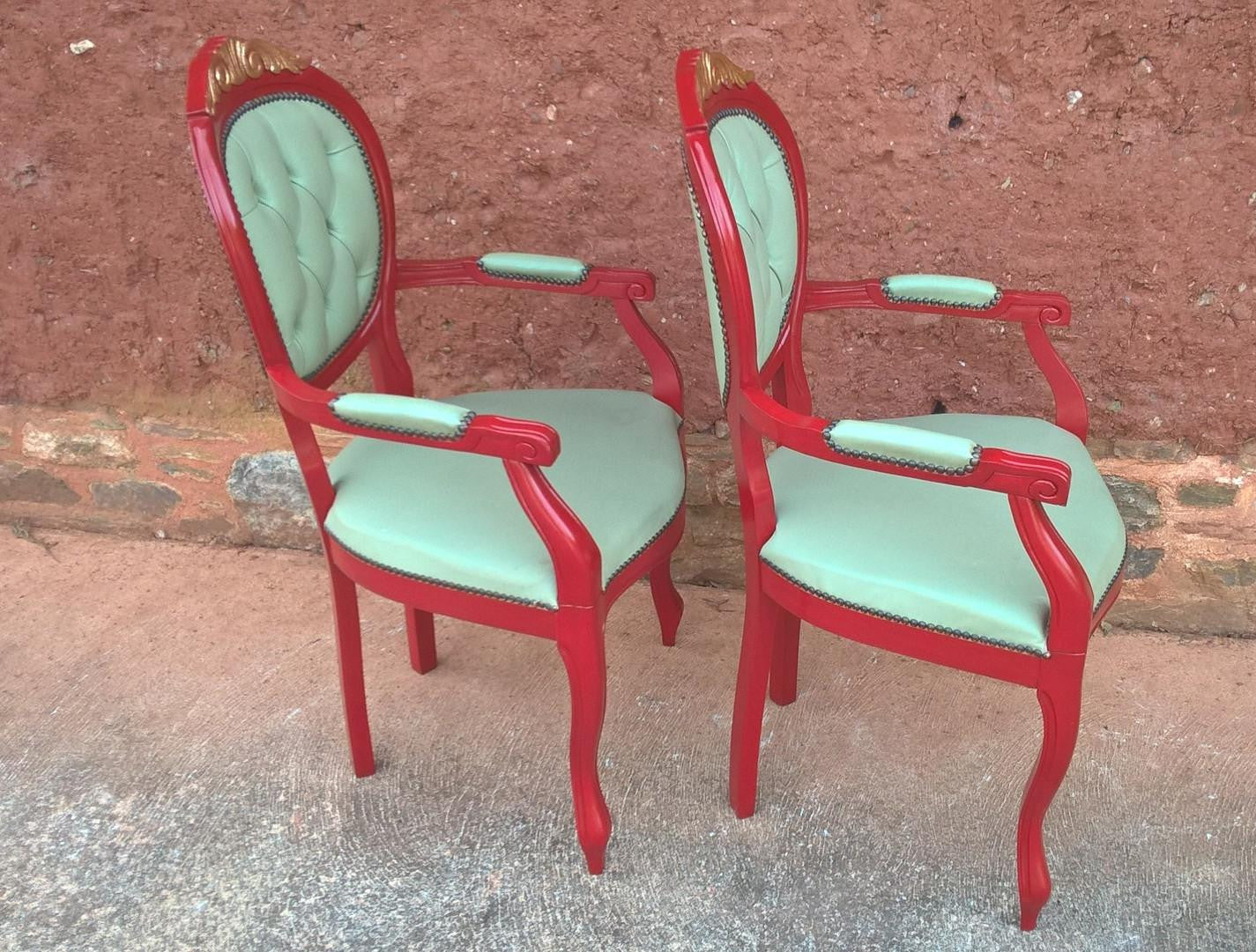 Pair Of French Style Armchairs / Carver Chairs