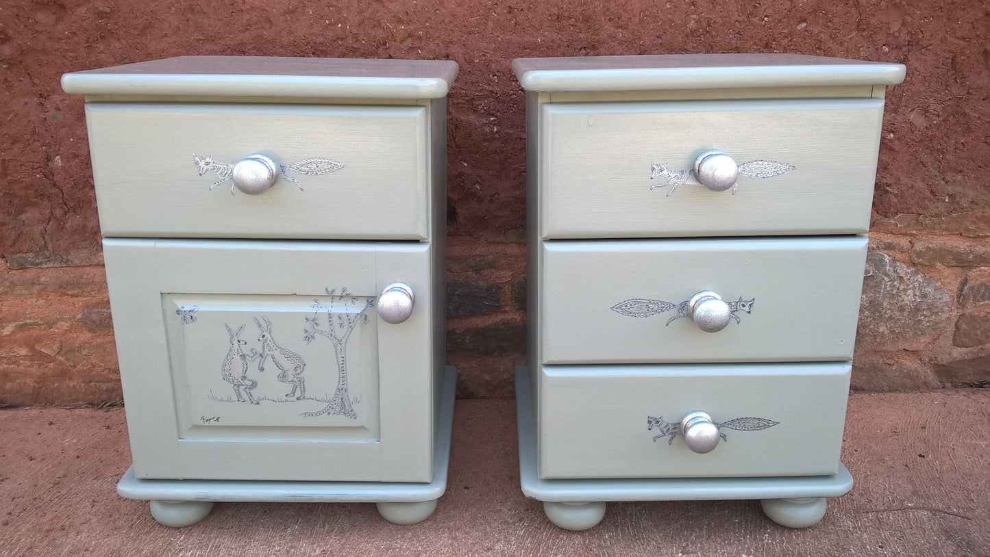 Delightful Pair Of Solid Vintage Pine Bedside Cabinets.