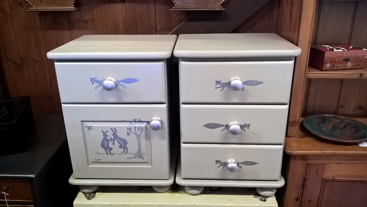 Delightful Pair Of Solid Vintage Pine Bedside Cabinets.