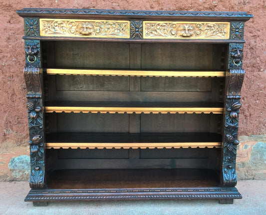 Magnificent Carved Oak Bookcase !