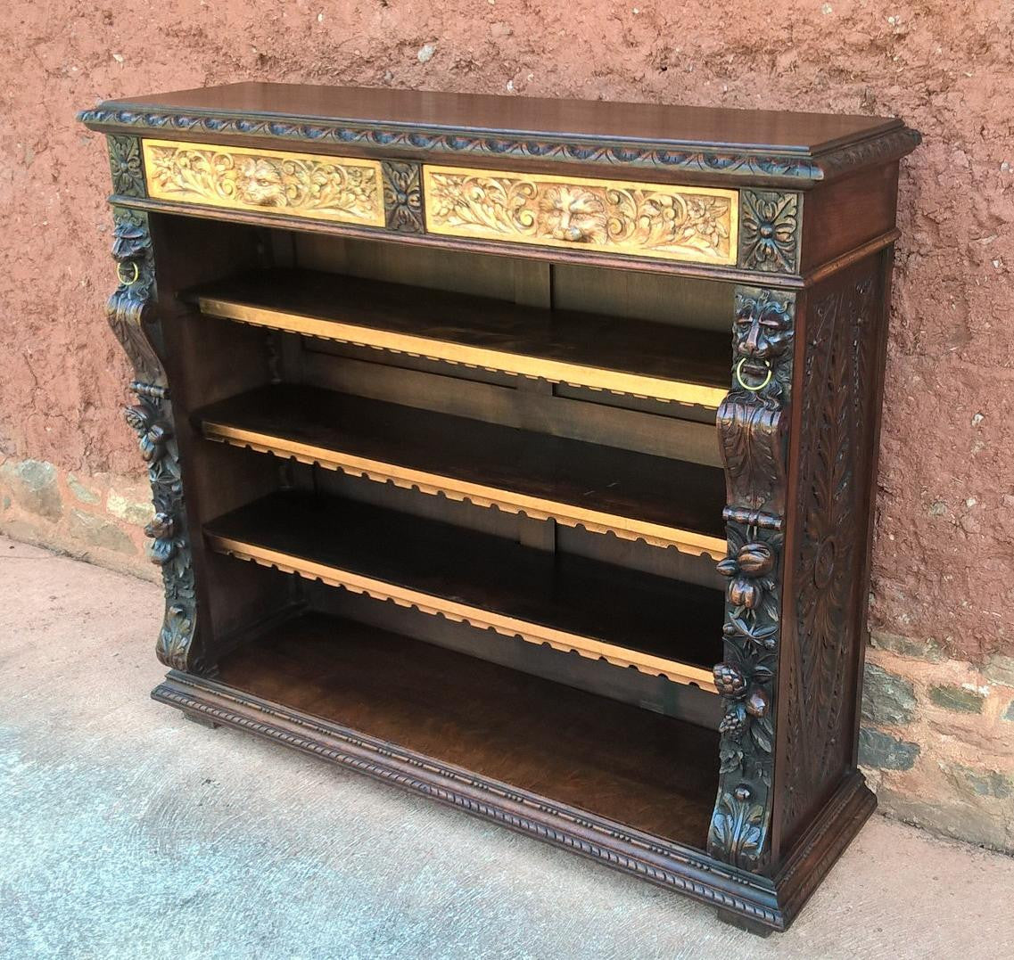Magnificent Carved Oak Bookcase !