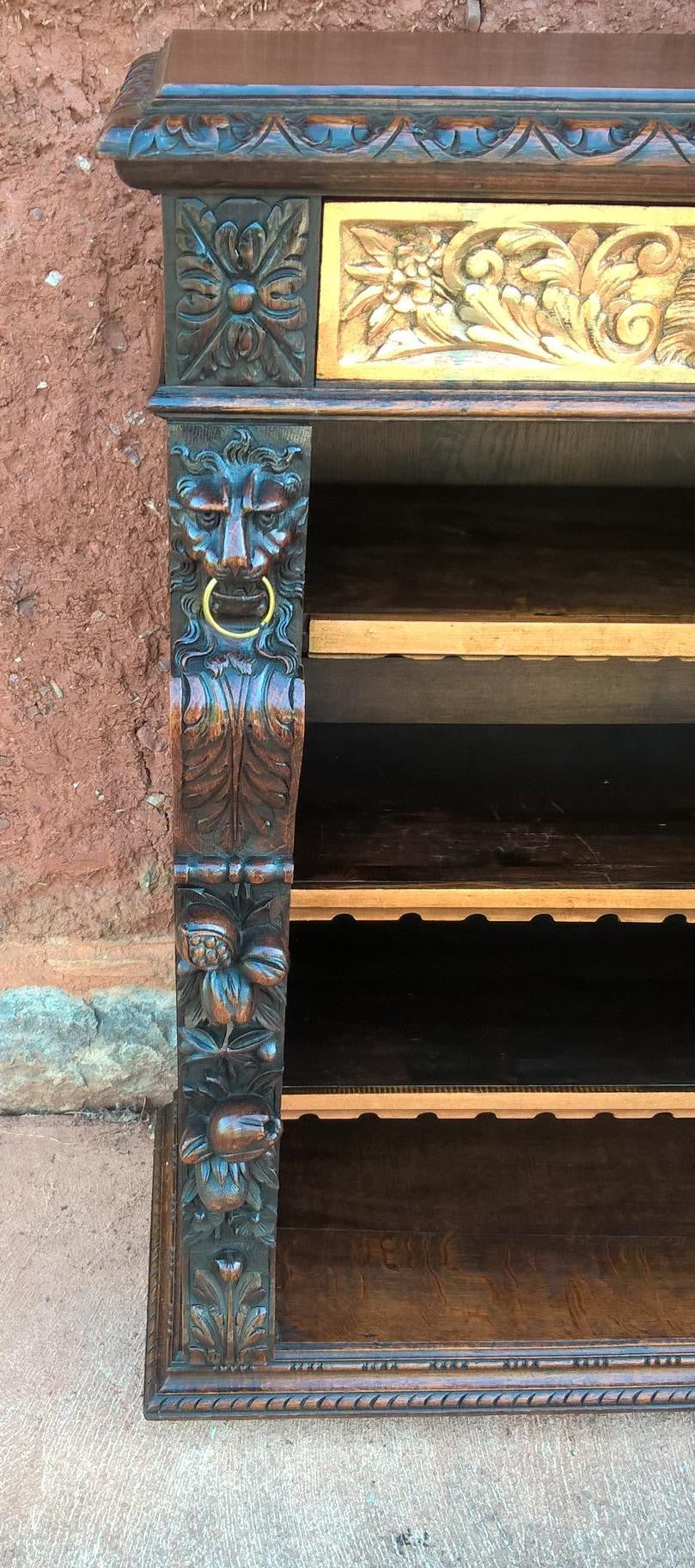 Magnificent Carved Oak Bookcase !