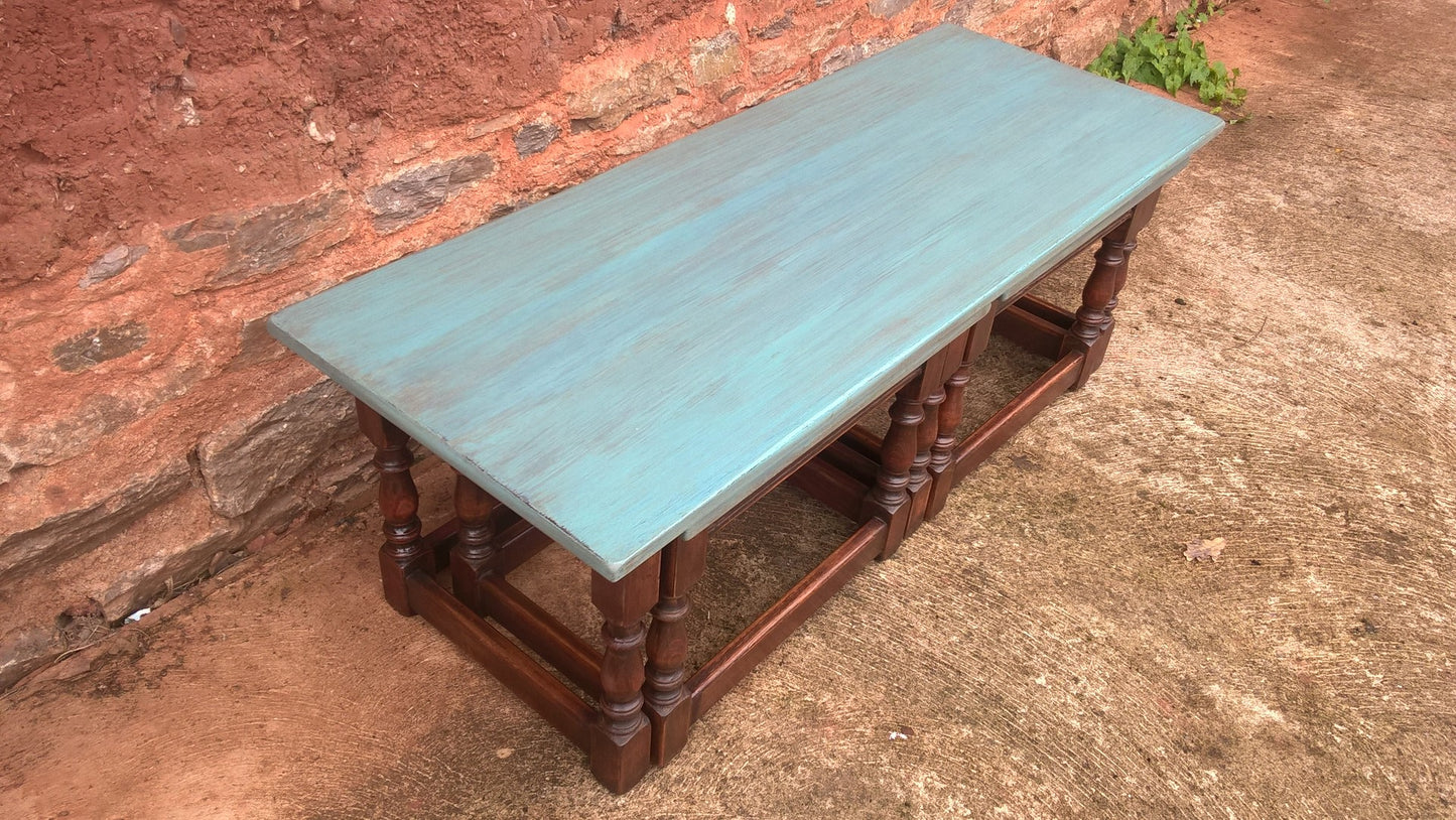 110.....Vintage Long John Nest Of Tables Reprodux