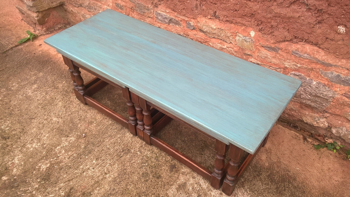 110.....Vintage Long John Nest Of Tables Reprodux