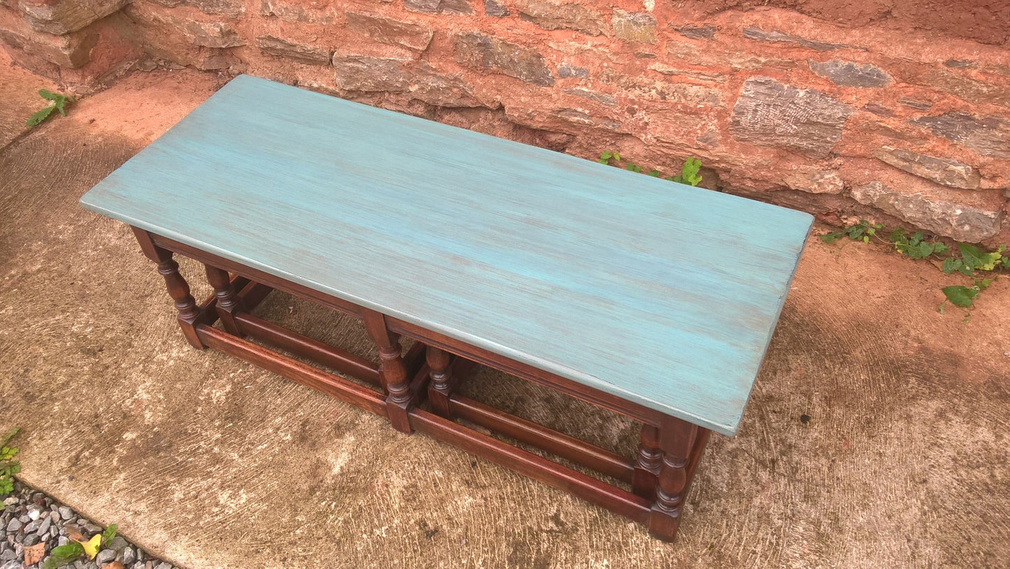 110.....Vintage Long John Nest Of Tables Reprodux