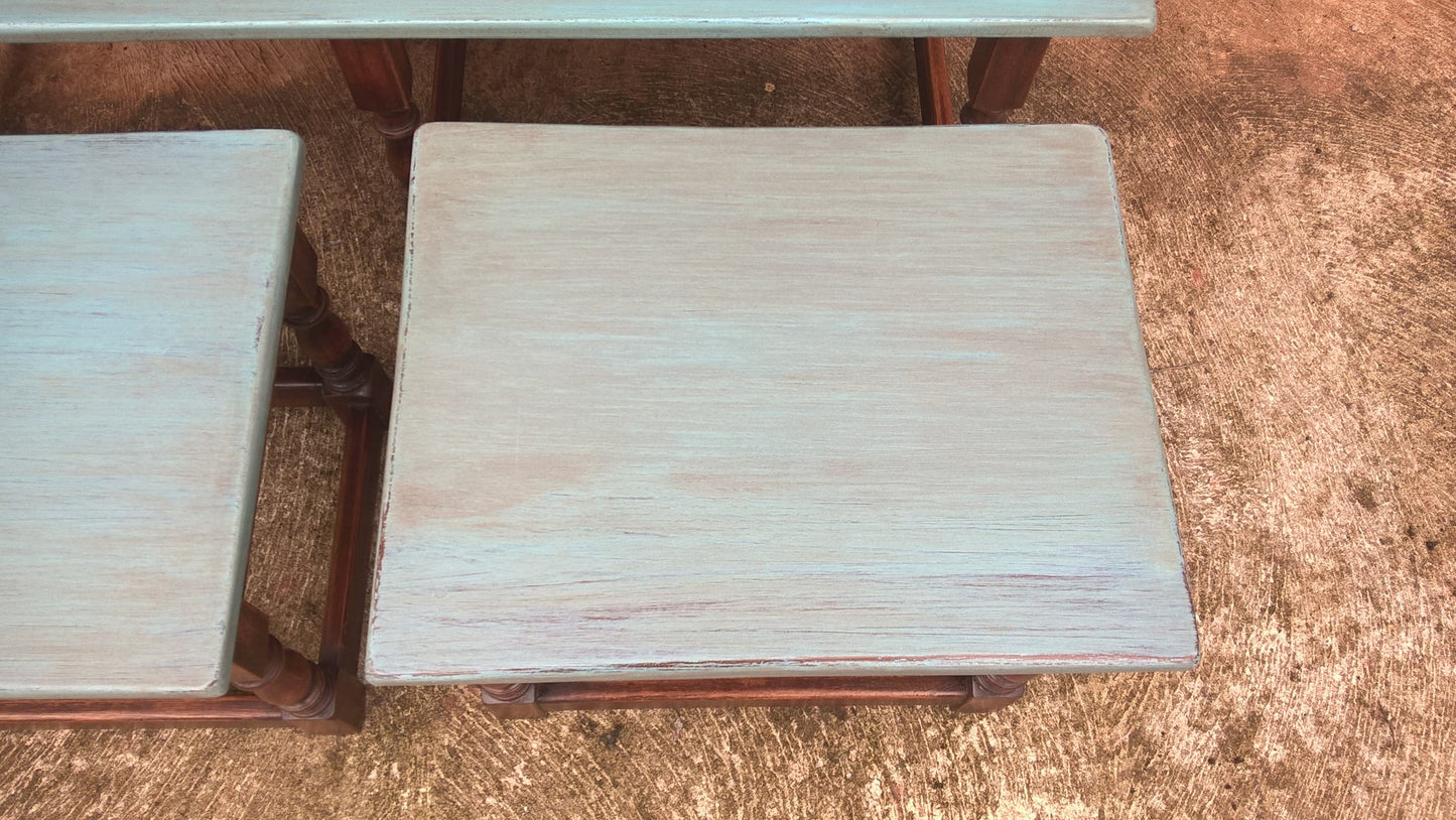 110.....Vintage Long John Nest Of Tables Reprodux