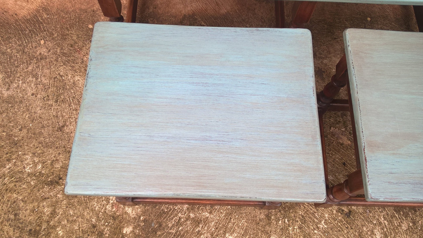 110.....Vintage Long John Nest Of Tables Reprodux