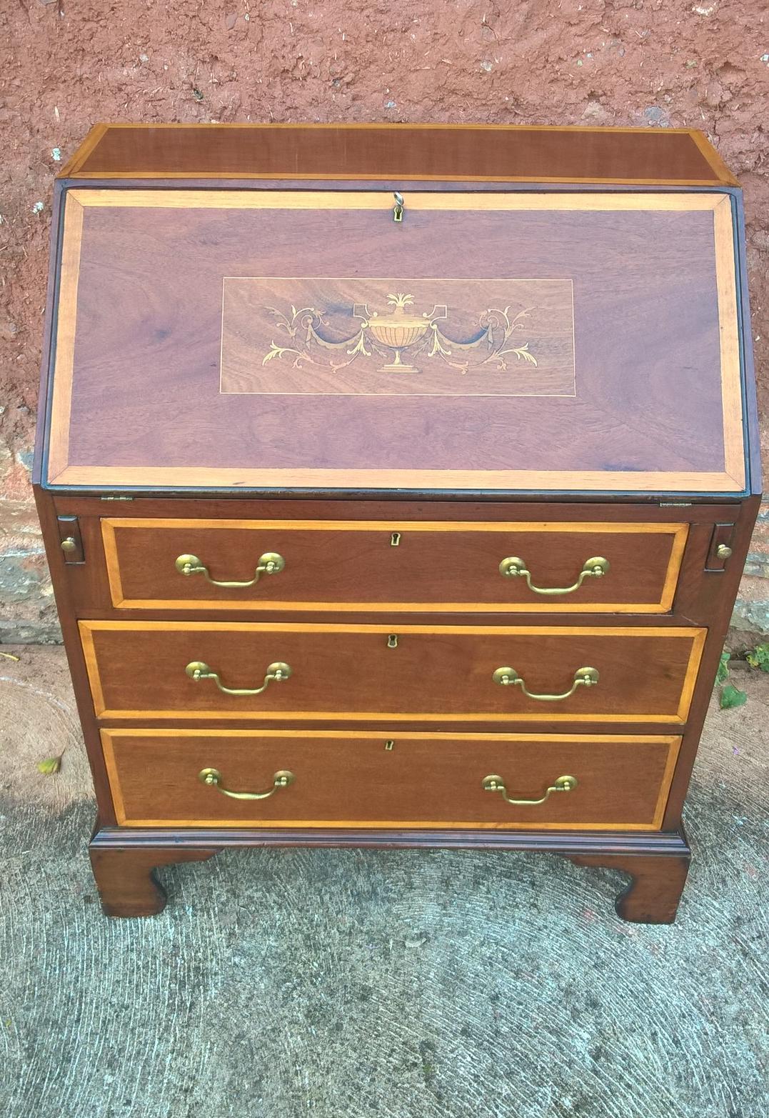 Stunning Vintage Inlaid Mahogany Bureau
