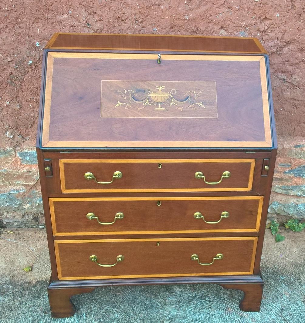 Stunning Vintage Inlaid Mahogany Bureau
