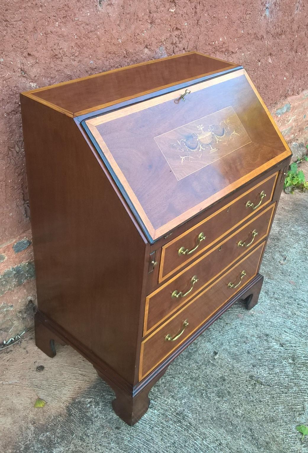 Stunning Vintage Inlaid Mahogany Bureau