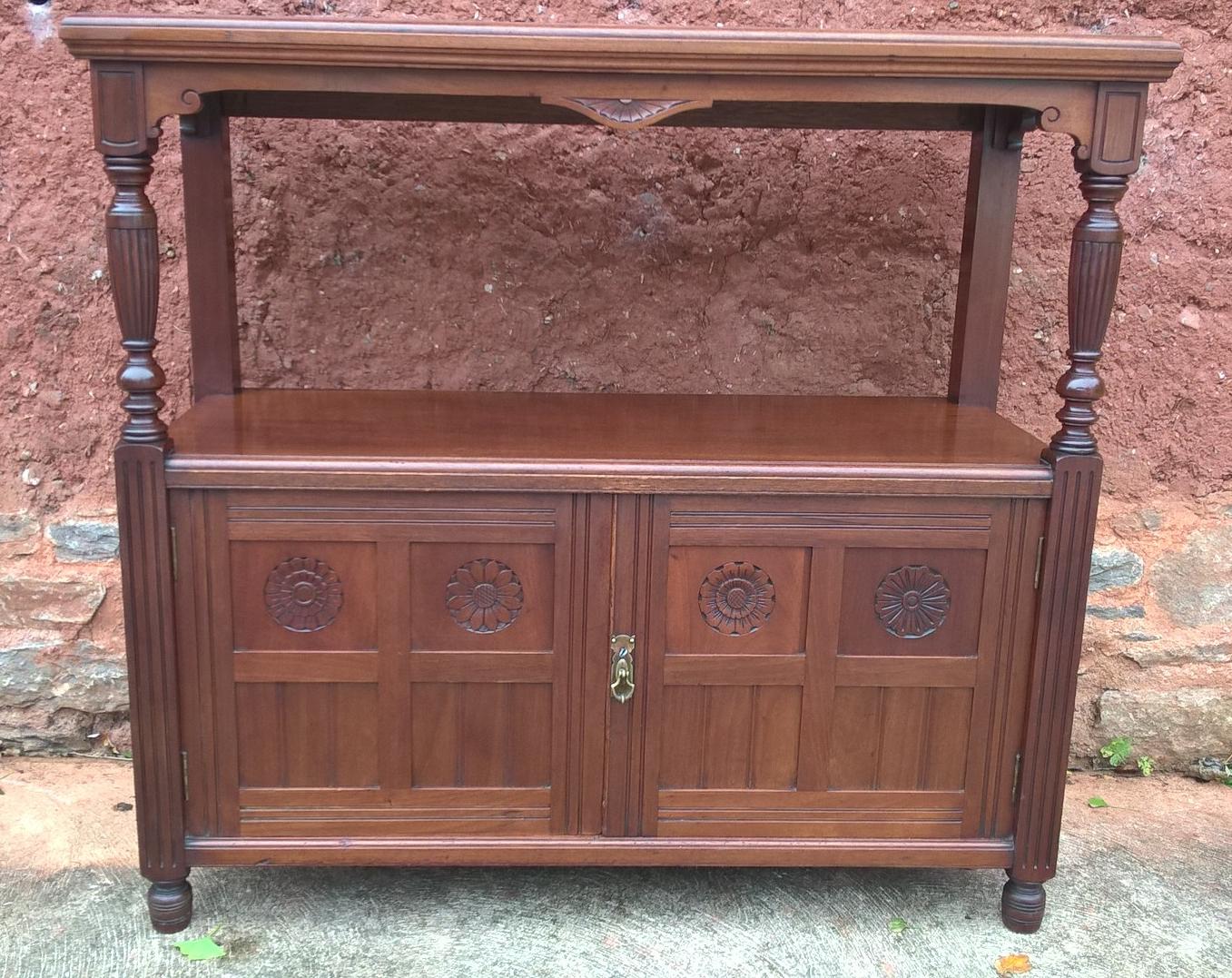 Handsome Arts and Crafts Solid Walnut Buffet / Serving Table