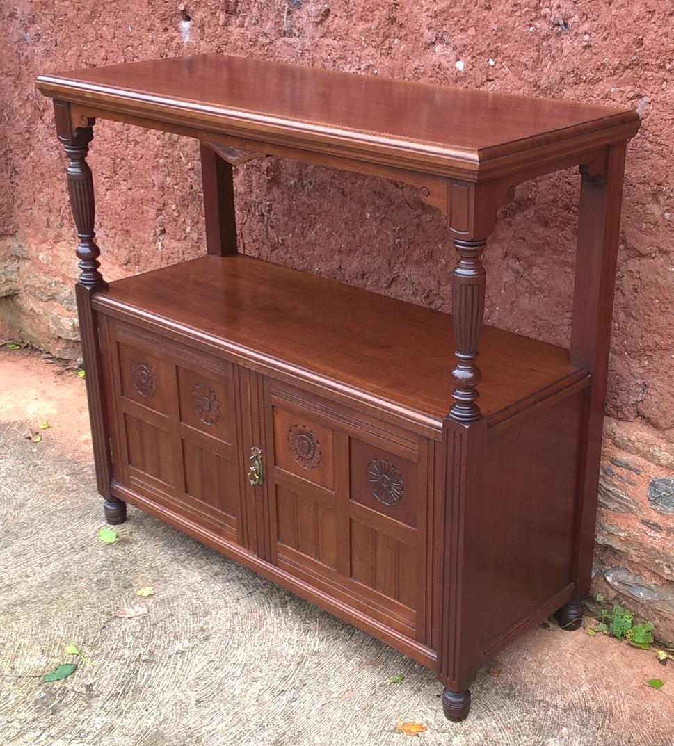 Handsome Arts and Crafts Solid Walnut Buffet / Serving Table
