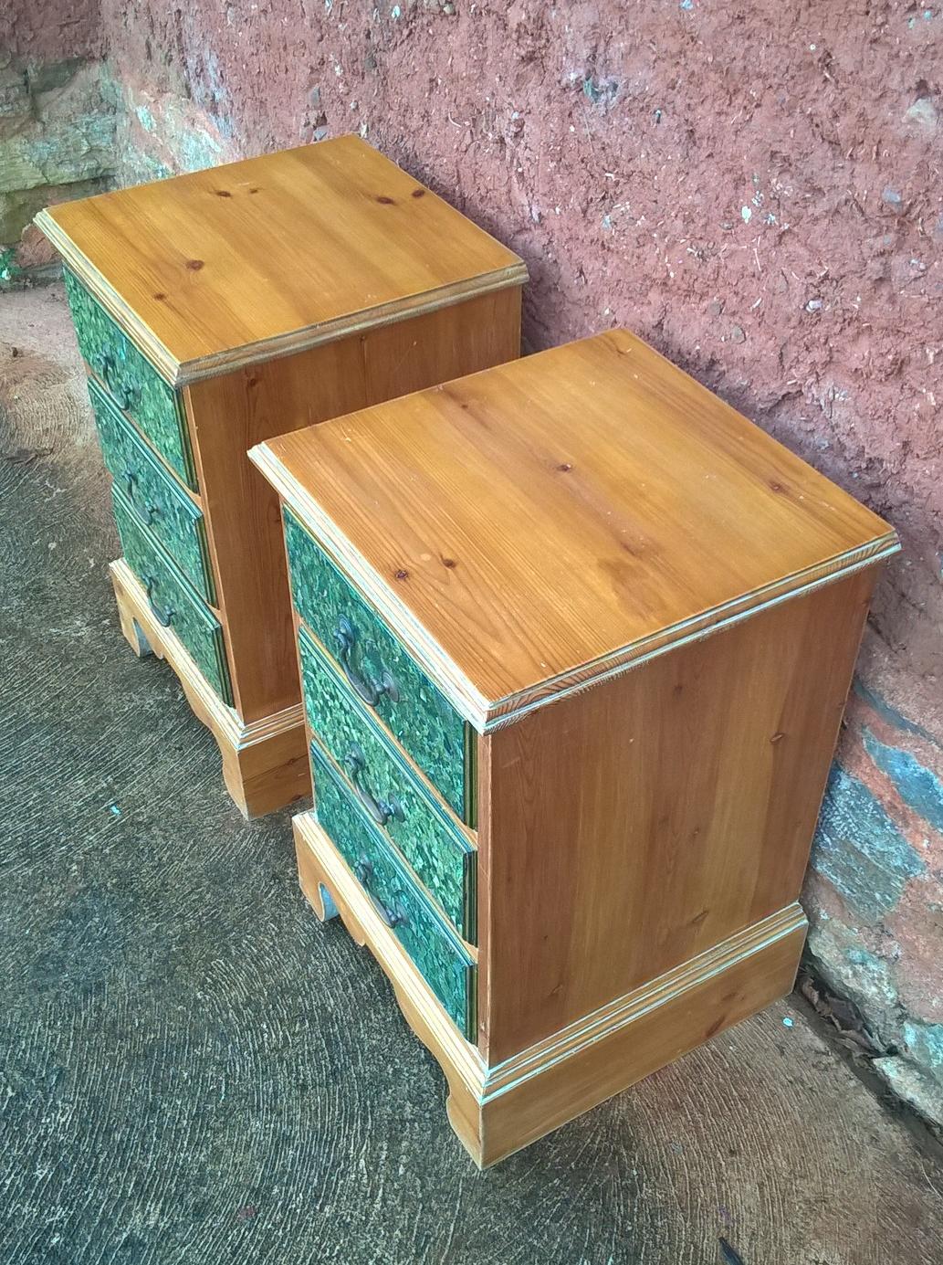 A Pair Of Vintage Stripped Pine Bedside Cabinets / Bedside Chests / Lamp Tables SOLD